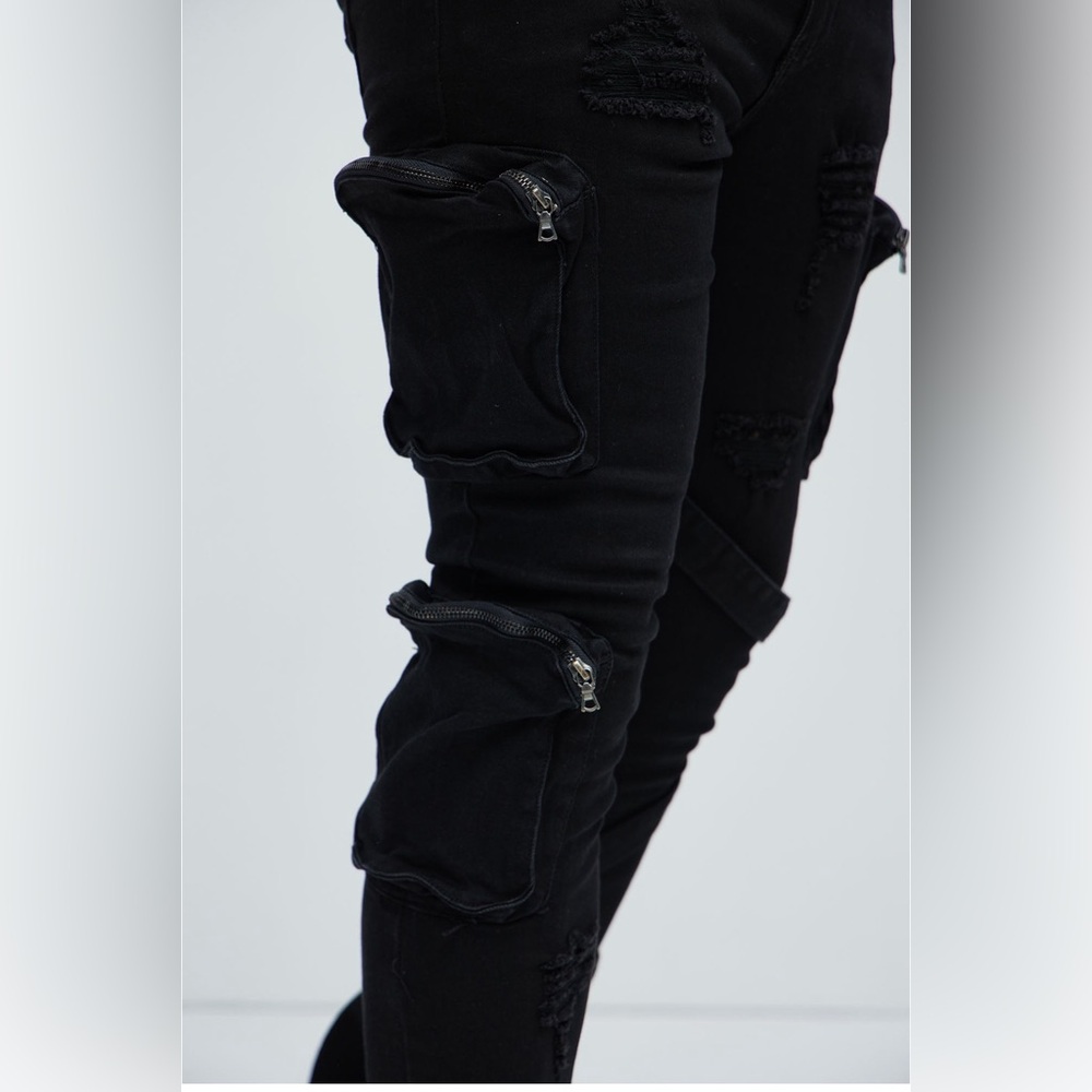 fashion nova  black cargo flare jeans